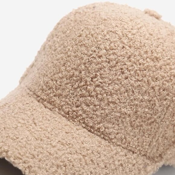 Women\'s A Beige Winter Warm Classic Wool Adjustable Baseball Style Hat Cap main image 8